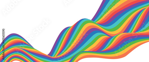 June is Pride month. Rainbow wave shape color background. Trendy backdrop for banner, poster, flyer, website