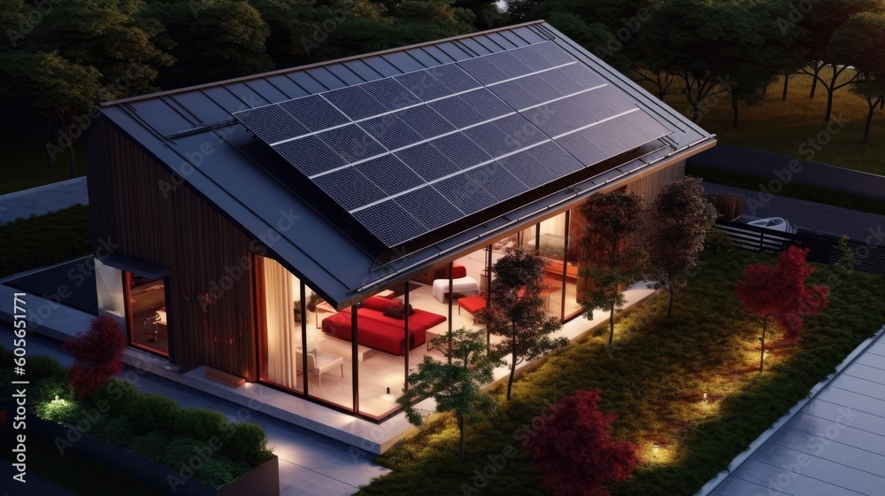 solar panels on the roof, ai generative