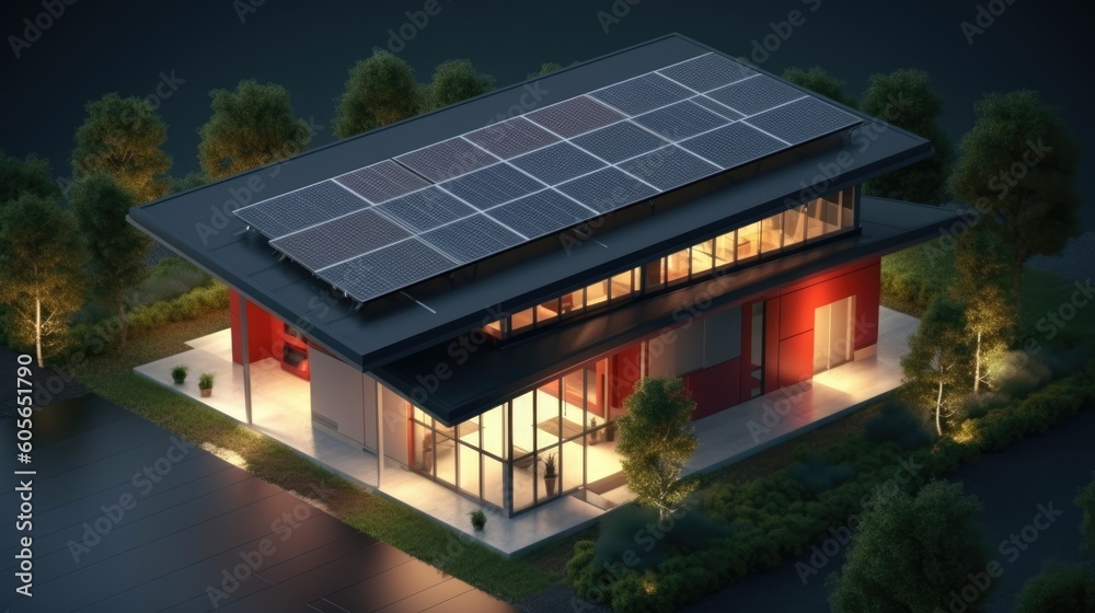 solar panels on the roof, ai generative