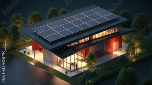 solar panels on the roof, ai generative