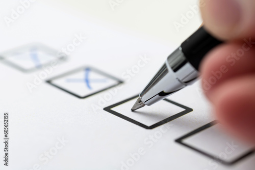 Cross on the checklist sheet