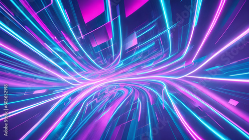 abstract futuristic background with pink blue glowing neon moving high speed wave lines and bokeh lights. Data transfer concept Fantastic wallpaper, Ai Generative