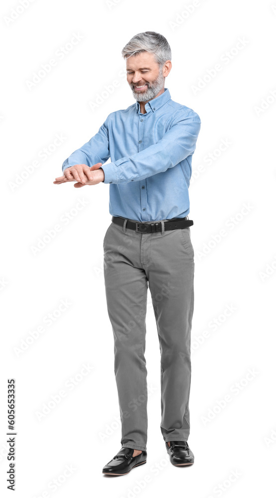 Mature businessman in stylish clothes posing on white background Mature businessman in stylish clothes posing on white background