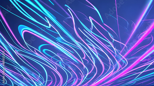 abstract futuristic background with pink blue glowing neon moving high speed wave lines and bokeh lights. Data transfer concept Fantastic wallpaper, Ai Generative