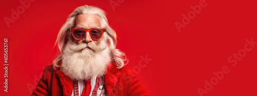 Hipster father Christmas, trendy Santa. Generative AI