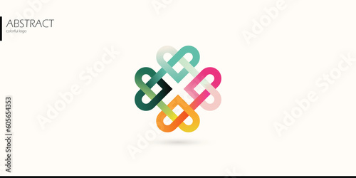 abstract geometric heart shape infinity charity logo donation icon social network connection group symbol children care sign. simple minimal modern vector graphic illustration