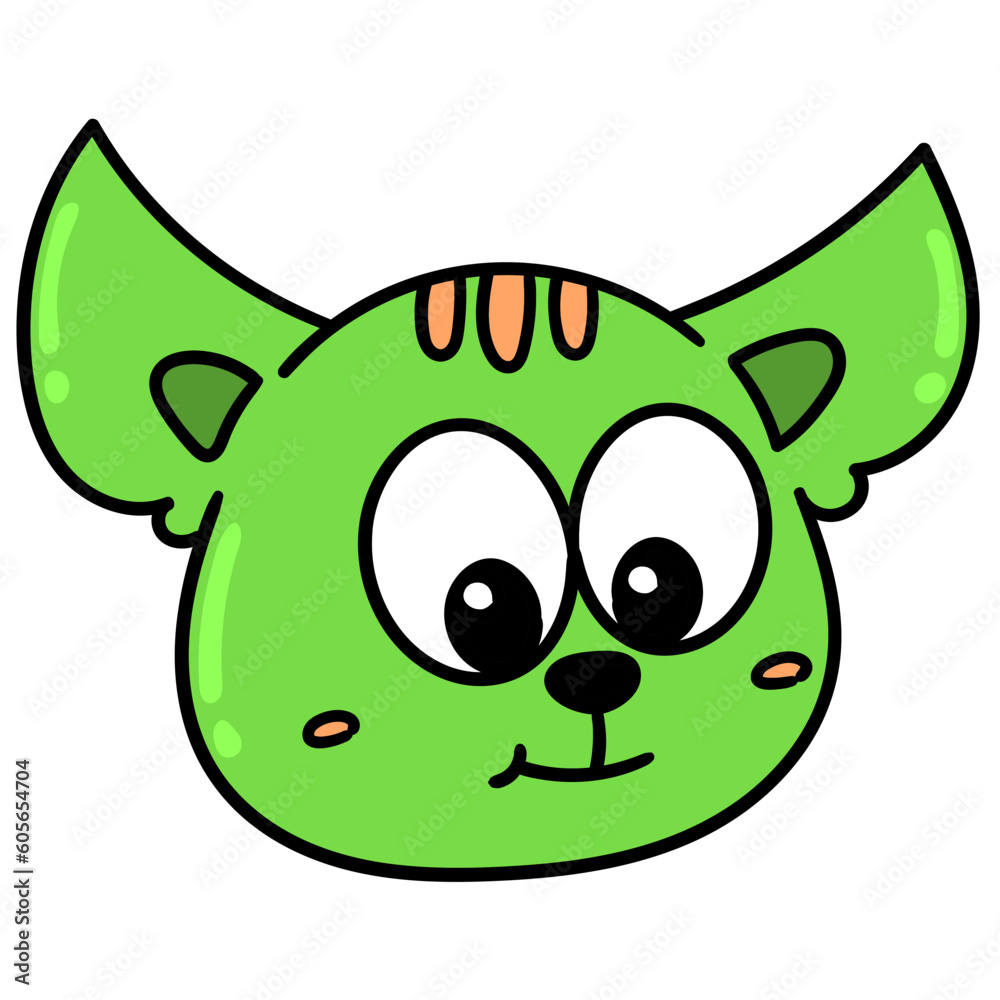 Vector of green cat head with cute face Vector of green cat head with cute face