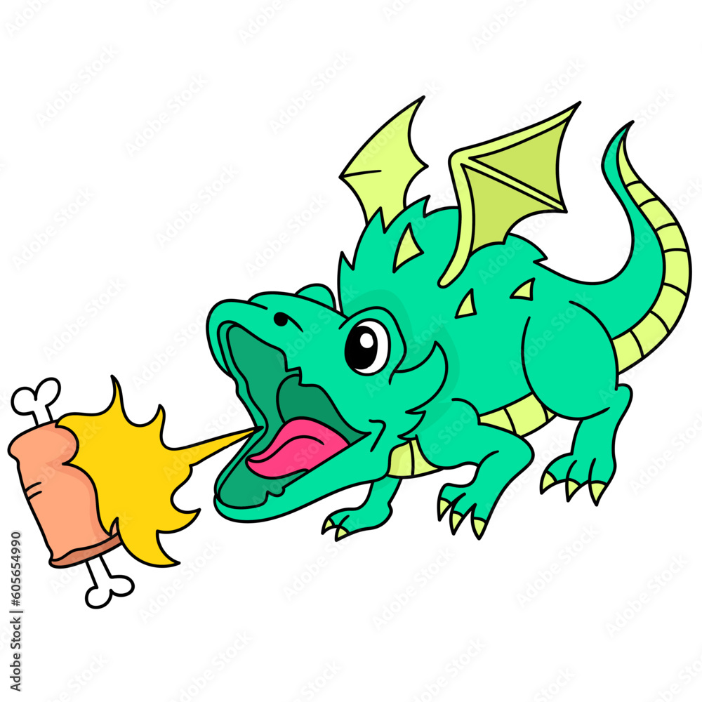 Obraz premium Vector illustration of a cartoon dragon isolated on a white background