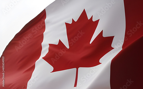 Canadian flag waving in wind, Canada day ai generative