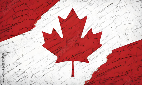 Canadian flag painted on texture wall, Canada day ai generative