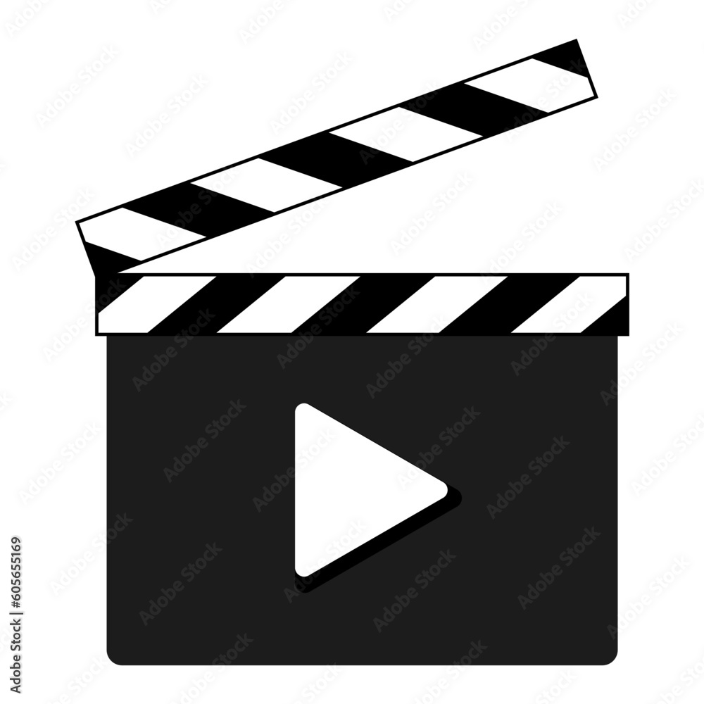 Digital render of a clipboard movie sign on a white background