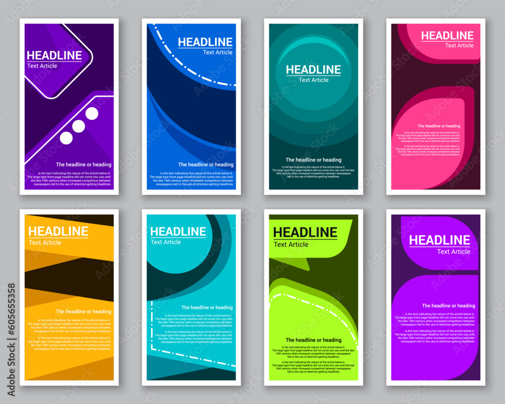 Set of printout template designs with a space for headline and text in different colors Set of printout template designs with a space for headline and text in different colors