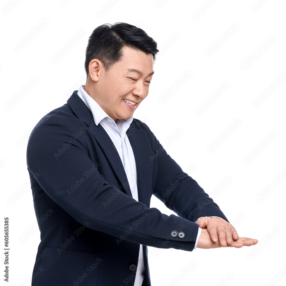 Businessman in suit posing on white background Businessman in suit posing on white background