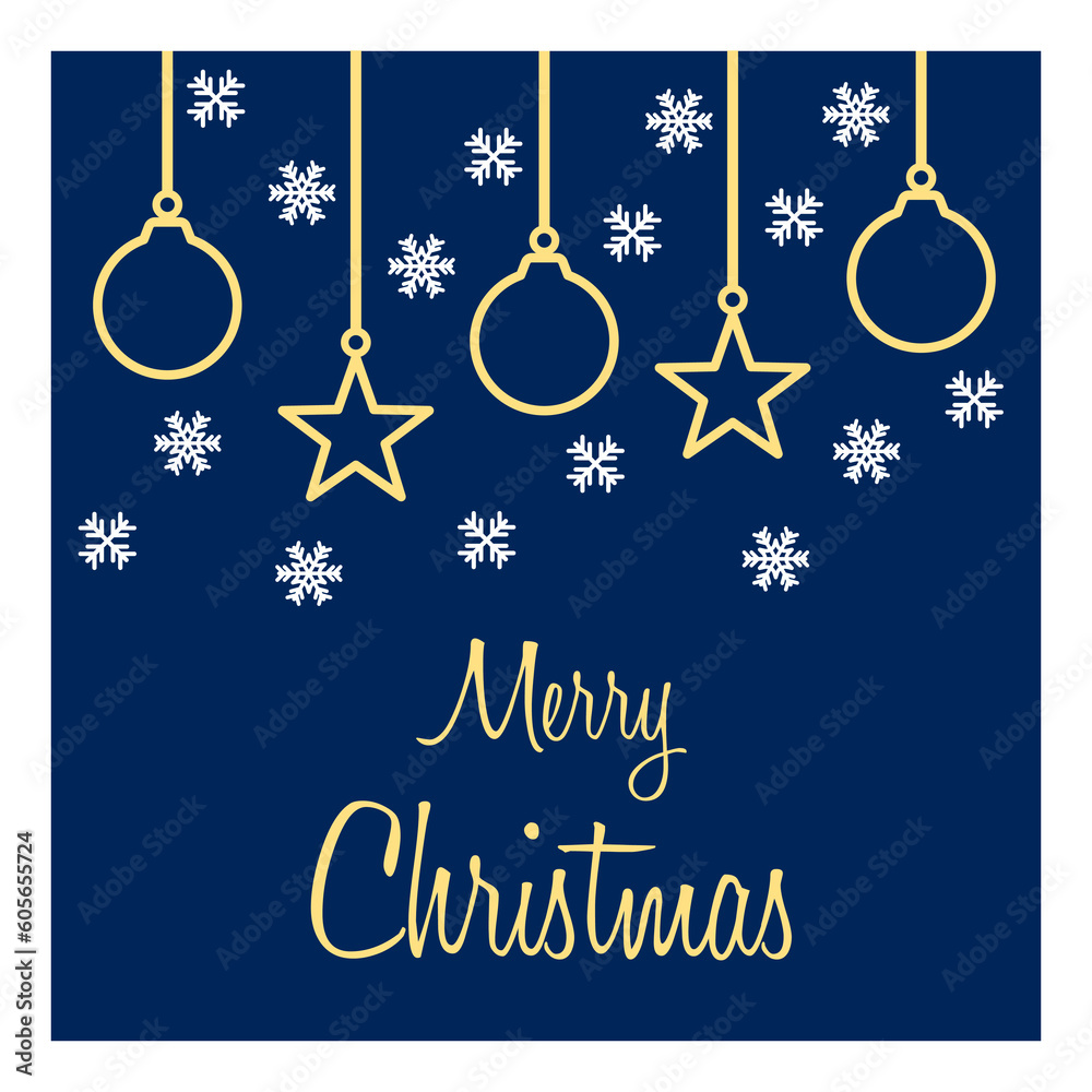 Banner template in blue with white snowflakes and Christmas tree decorations
