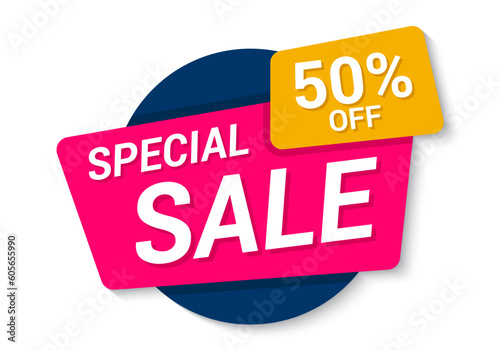 Sale banner template design with text and numbers sign on the white background