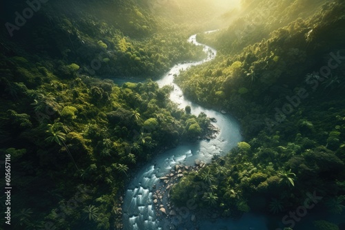 aerial view of the river, ai generative