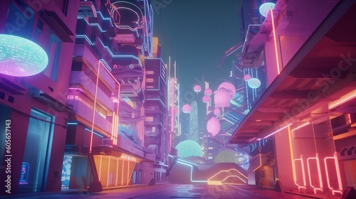  a cyberpunk landscape neon color futuristic 