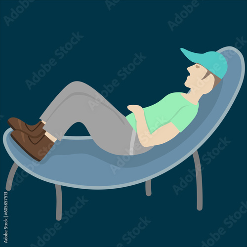 Boy laying on bed on blue background