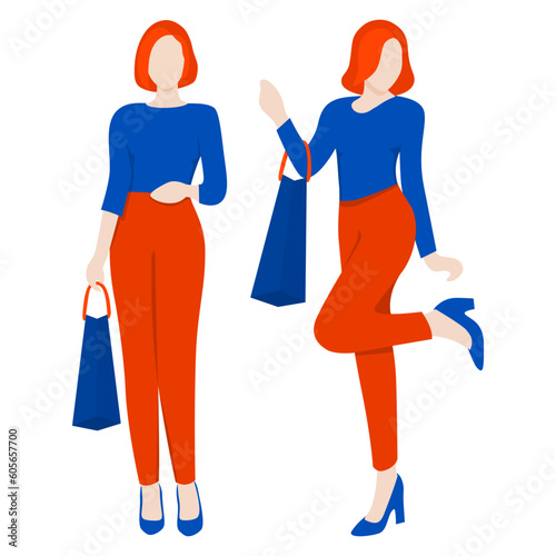Vector illustration of an attractive posing woman isolated on a white background.
