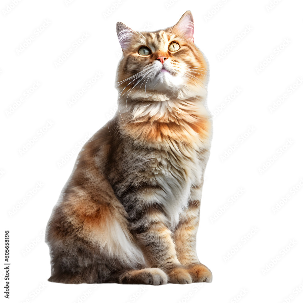 Majestic feline cat sitting made with generative AI - transparant background - png