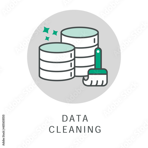 Data cleansing symbol, Data scrubbing icon, Data purification symbol, Data scrubber icon, Data cleansing process icon, Data scrubbing symbol. Editable Stroke Icon.
