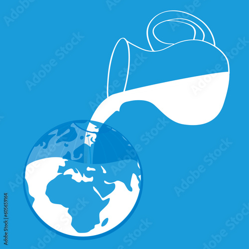 The milk flows out of the pitcher into the world.