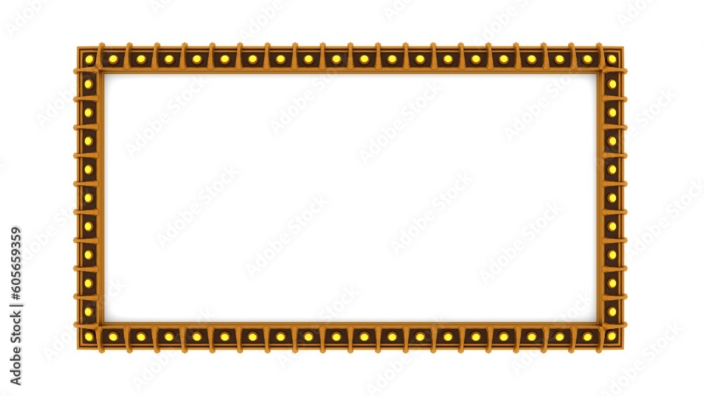 theater movie gold gem glitter frames sign retro on white background. 3d rendering