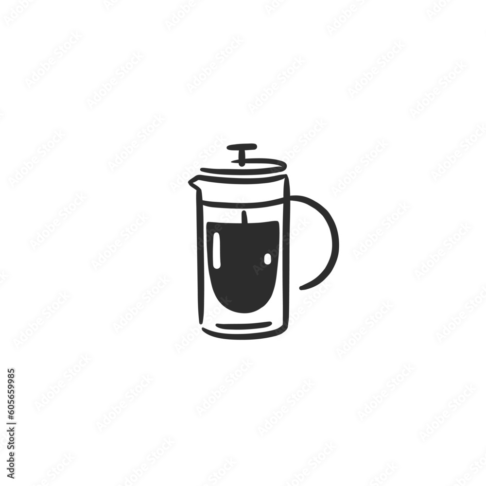Hand drawn vector abstract graphic doodle simple minimalistic line illustrations collection with brewing coffee,preparing coffee drinks. Coffee vector drawing icon isolated.Coffee shop design concept. Hand drawn vector abstract graphic doodle simple minimalistic line illustrations collection with brewing coffee,preparing coffee drinks. Coffee vector drawing icon isolated.Coffee shop design concept.