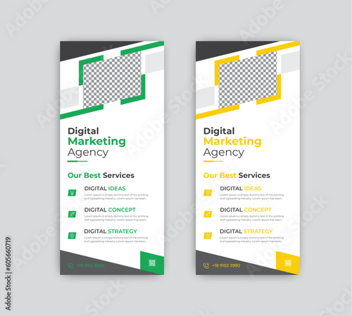 Vector digital marketing modern rack card and dl flyer or roll up banner.	