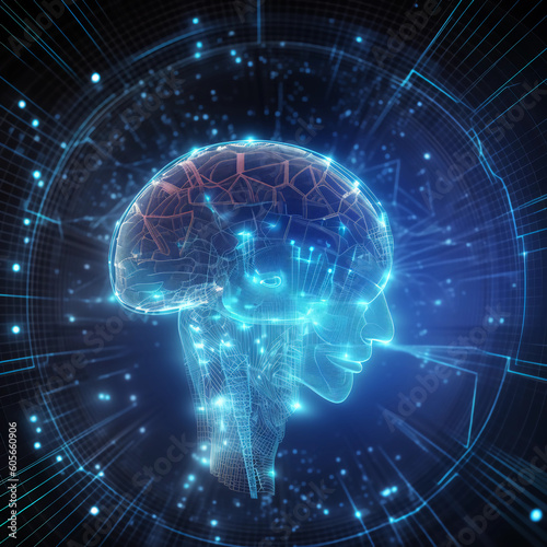 digital brains unleashing the potential of 3D science, technology AI analysis, automation, big data, business, cloud computing, communication, creativity, cyber, and deep learning , Generative AI 