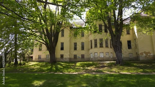 Panning to abandoned hospital building in Michigan. photo