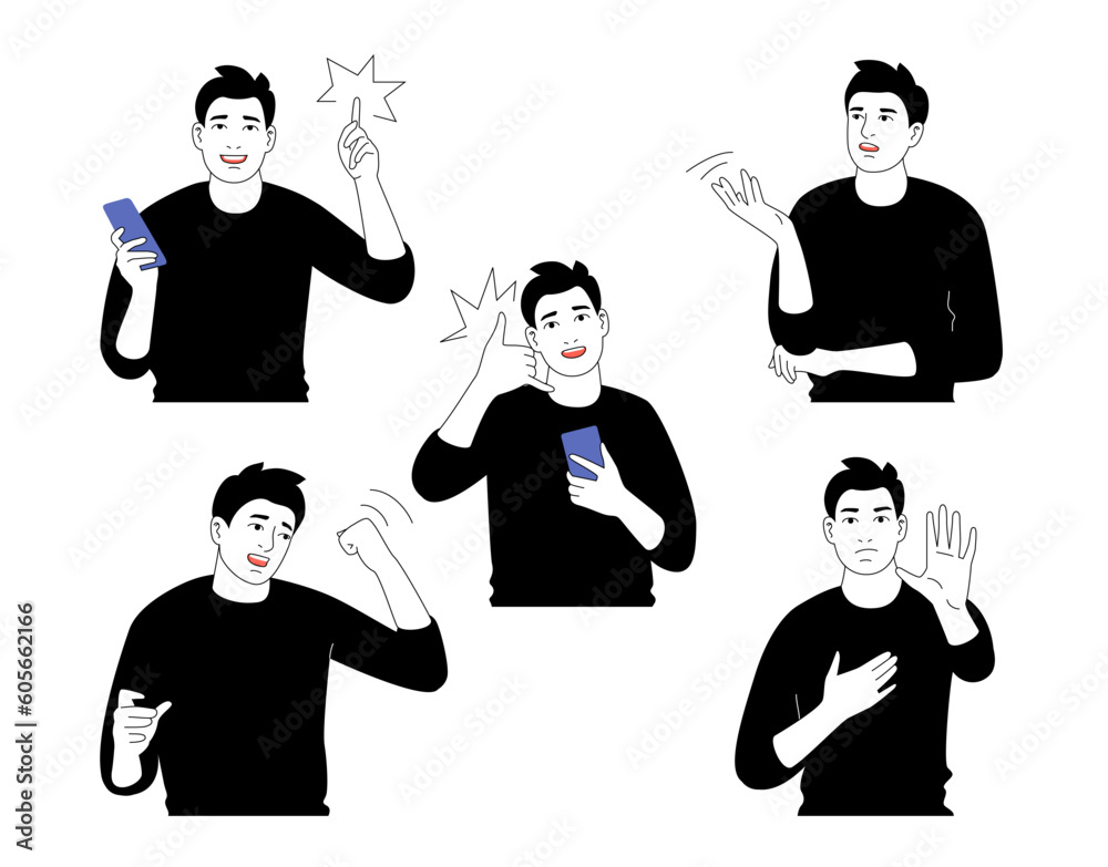 Man With Different Gestures Man With Different Gestures