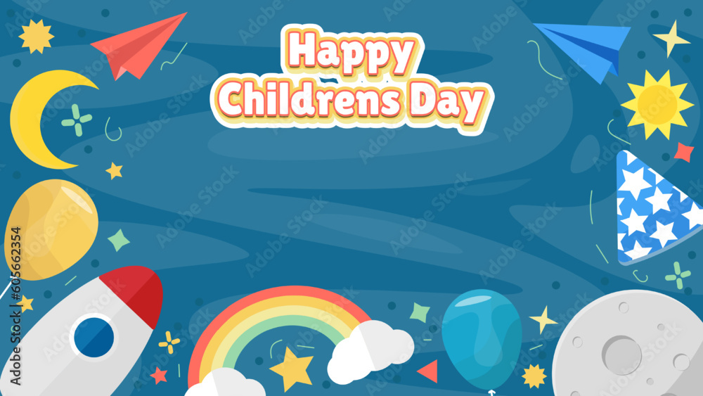 Fototapeta premium Happy childrens day celebration. Banner background