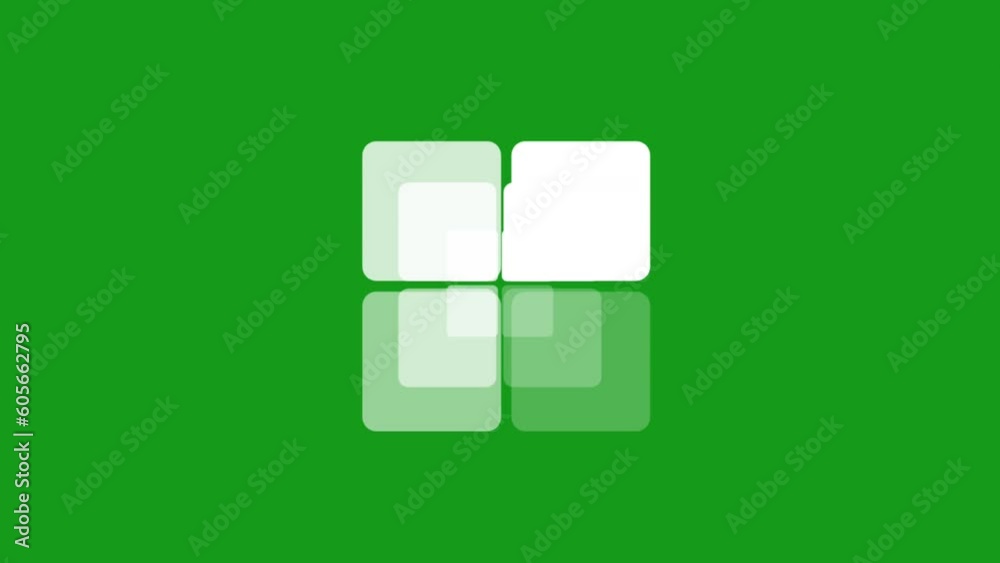 Animation of white loading square icon on a background of a green screen
