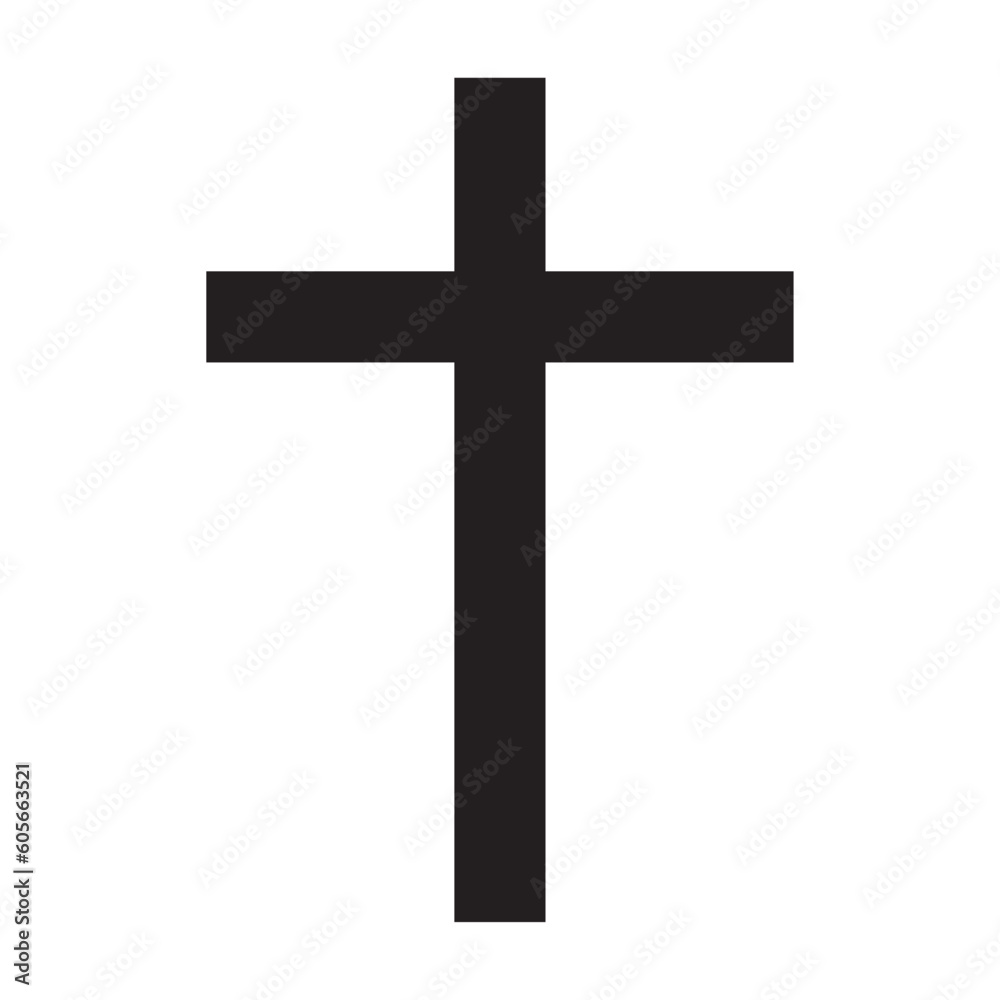 Christian Cross flat icon isolated on a white background. A symbol of the love of Jesus. God vector illustration. Catholic symbol flat vector.
