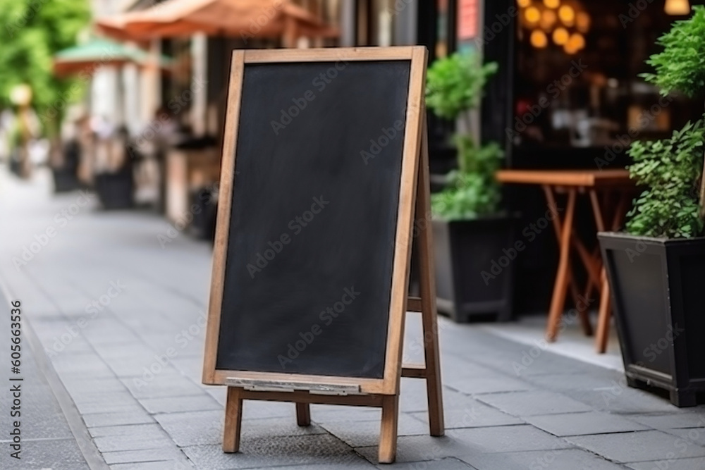 Welcome to the restaurant: Blank signboards and menu mockups, generative AI