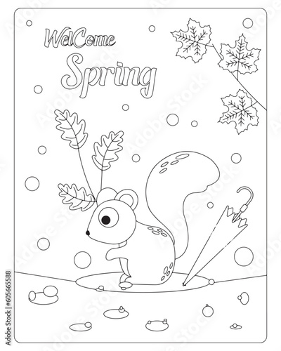 Autumn Coloring Pages for Kids, Autumn Coloring pages, kids Coloring pages, Animals, flower, Nature, black and white Coloring pages.