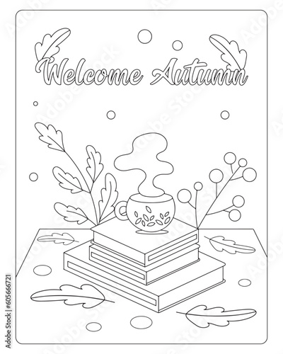 Autumn Coloring Pages for Kids, Autumn Coloring pages, kids Coloring pages, Animals, flower, Nature, black and white Coloring pages.