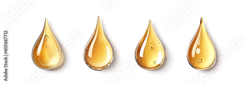 Oil drops. Serum droplet with air bubbles. Skincare gold drops