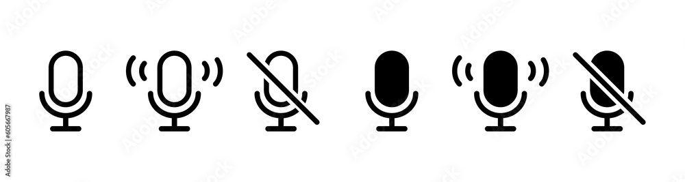 Microphone icon set. Mic icon. Record podcast radio signs Microphone icon set. Mic icon. Record podcast radio signs