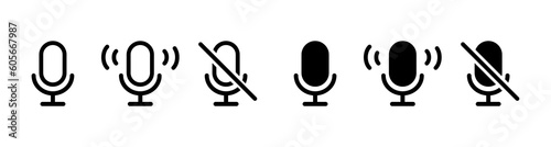 Microphone icon set. Mic icon. Record podcast radio signs