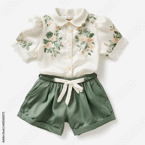 Chic Mayoral Blouse and Shorts Set: Embroidered Satin Stitch with Delicate Details © aprilian