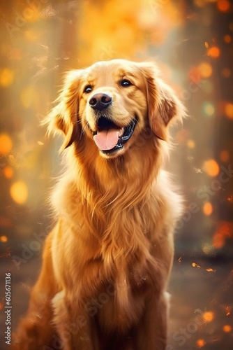 Golden Retriever cartoon wallpaper. Cute golden retriever dog. 
