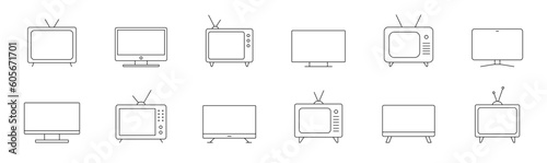 TV icon. Television vintage icons collection. TV, telly linear icon