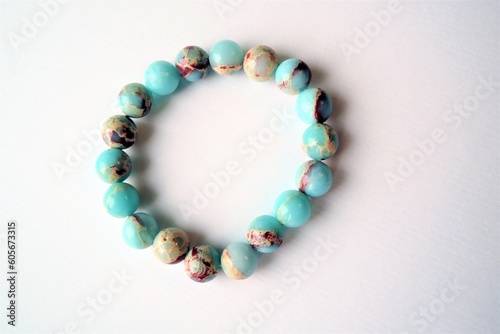 Variscite women bracelet on white background