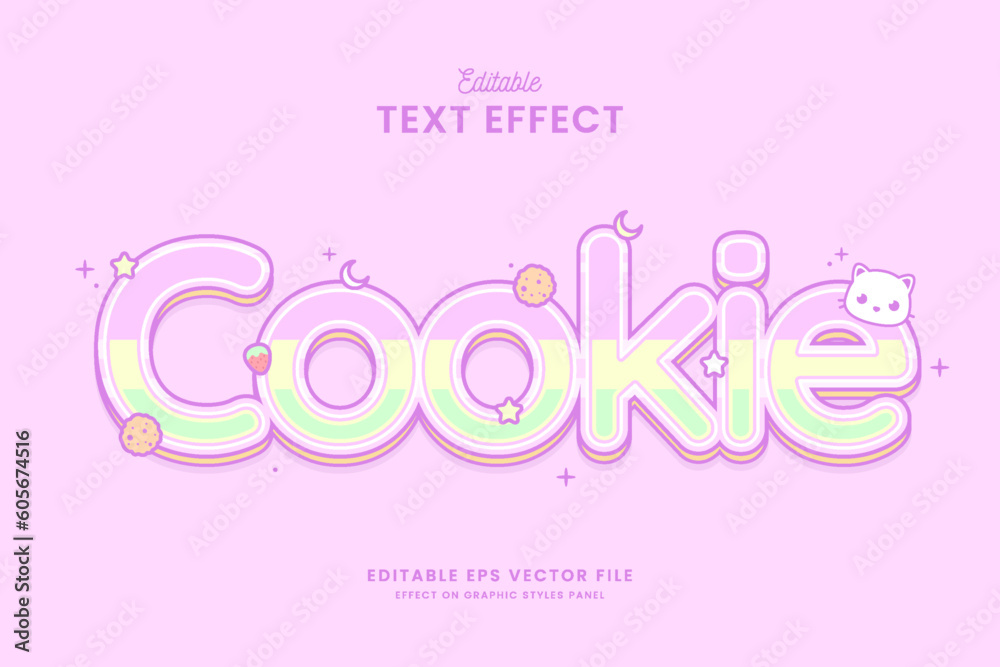 decorative cookie editable text effect vector design
