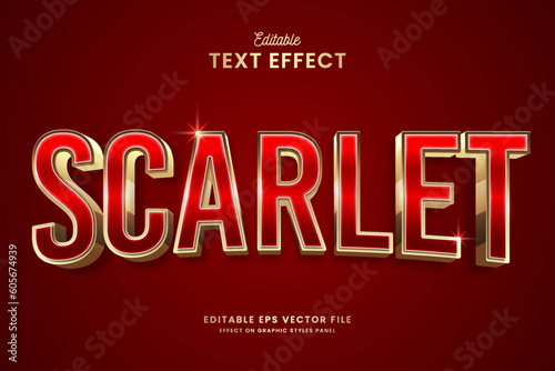 decorative scarlet editable text effect vector design