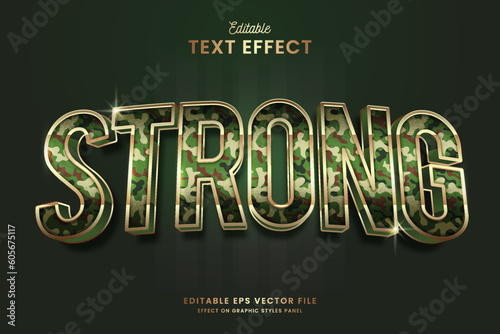 decorative green camouflage editable text effect vector design