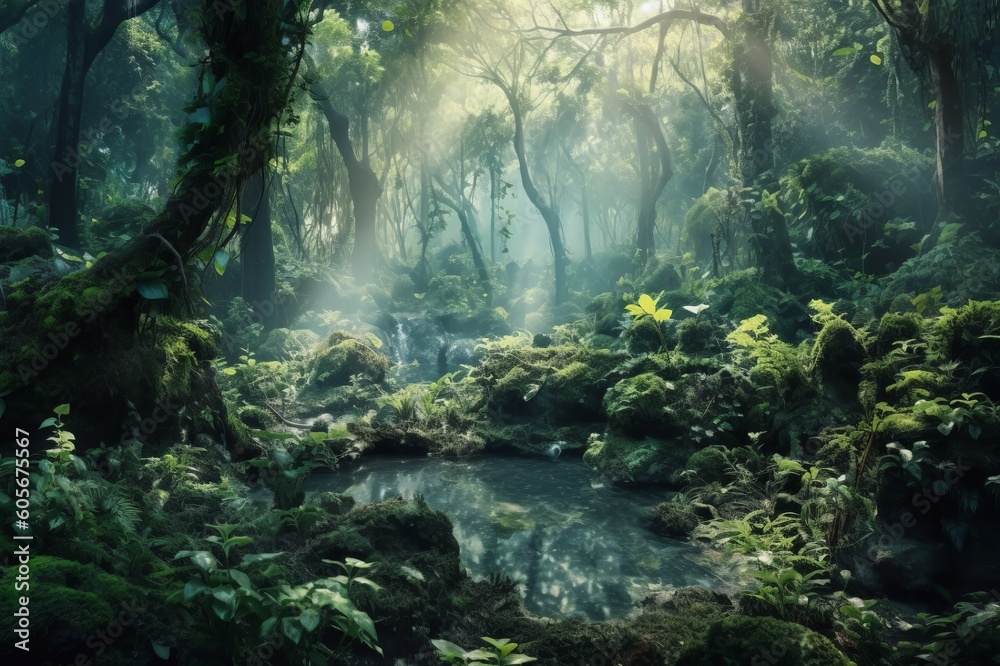 forest in the morning made with generative ai forest in the morning made with generative ai