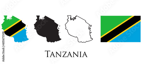 Tanzania Flag and map illustration vector
